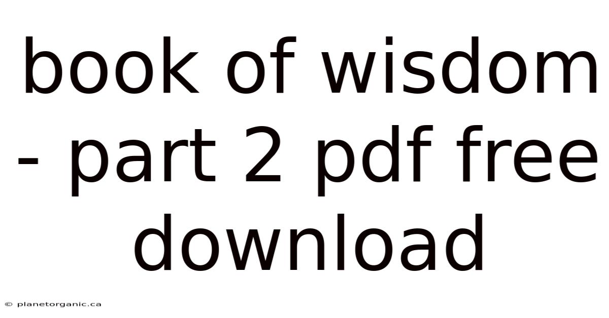 Book Of Wisdom - Part 2 Pdf Free Download
