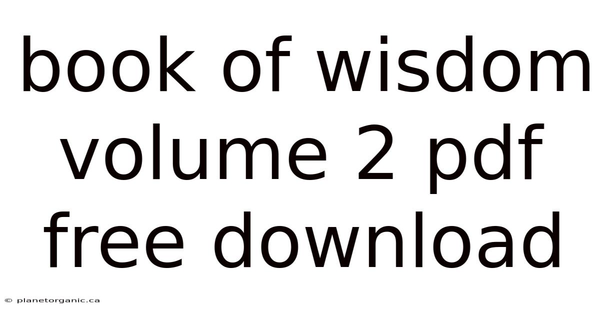 Book Of Wisdom Volume 2 Pdf Free Download