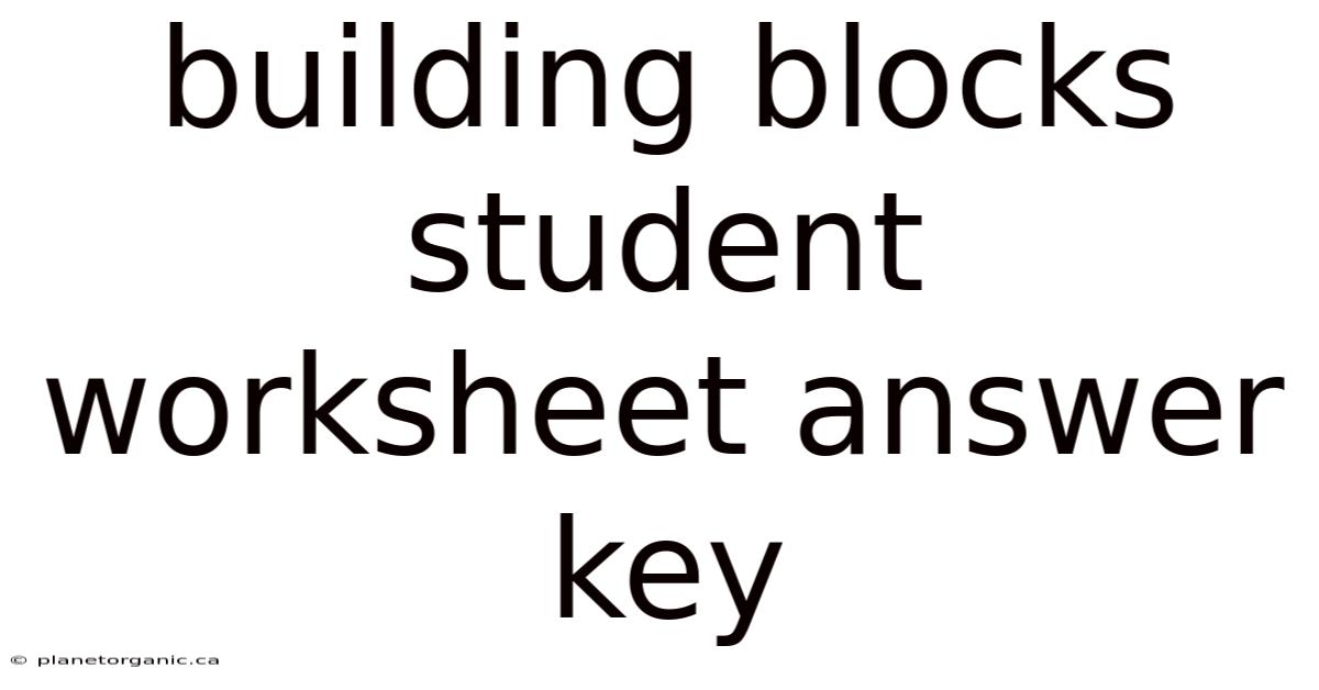 Building Blocks Student Worksheet Answer Key