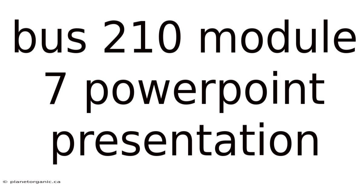 Bus 210 Module 7 Powerpoint Presentation