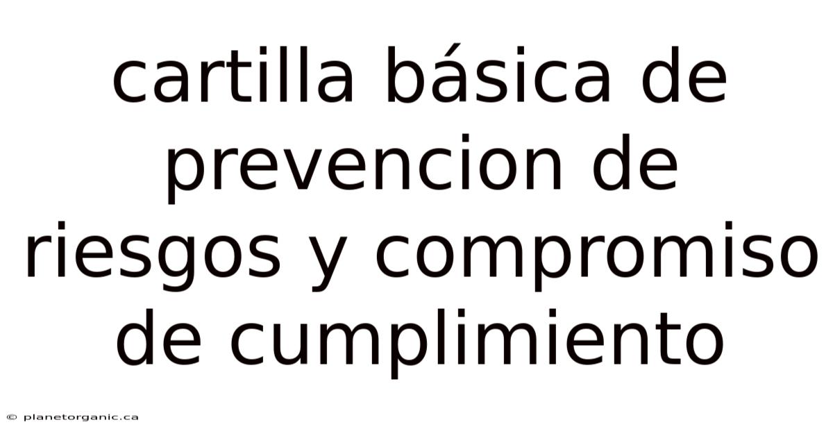 Cartilla Básica De Prevencion De Riesgos Y Compromiso De Cumplimiento