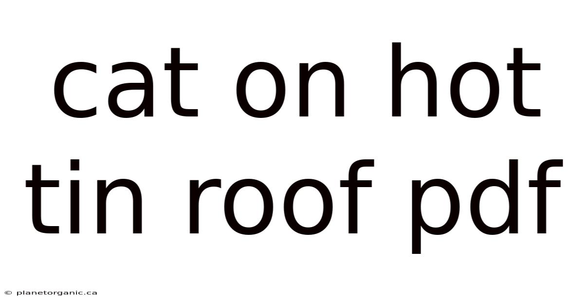 Cat On Hot Tin Roof Pdf