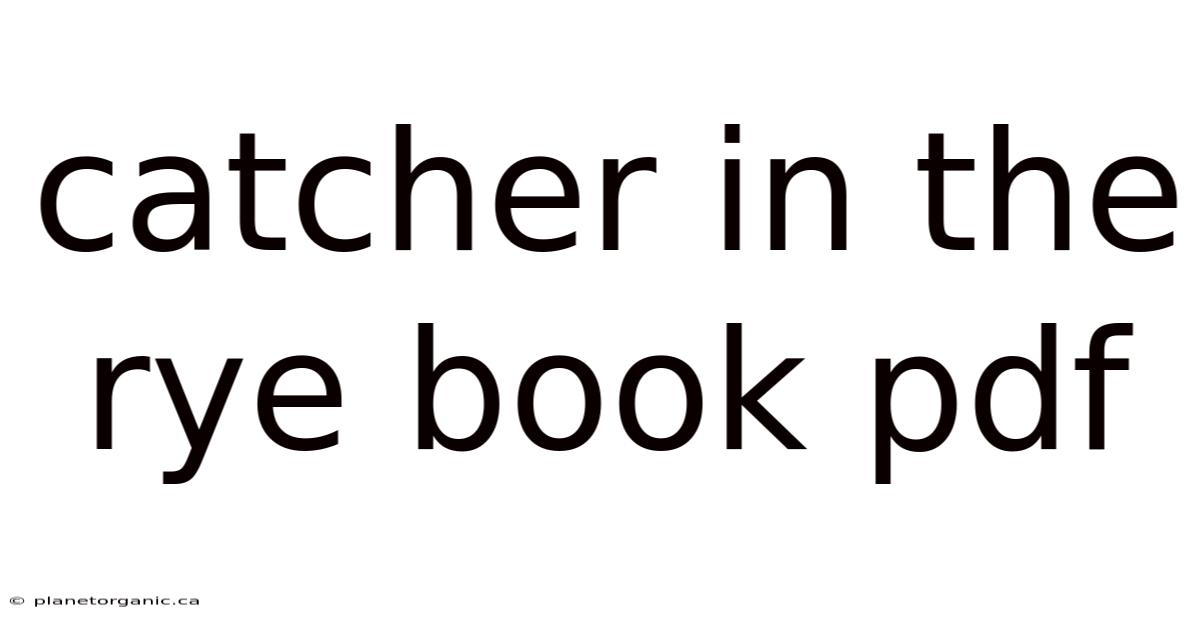 Catcher In The Rye Book Pdf
