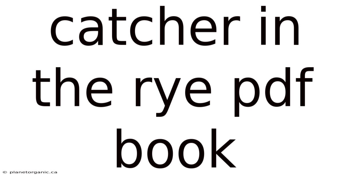 Catcher In The Rye Pdf Book