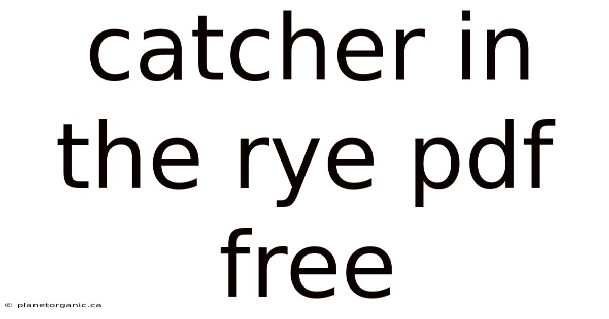 Catcher In The Rye Pdf Free