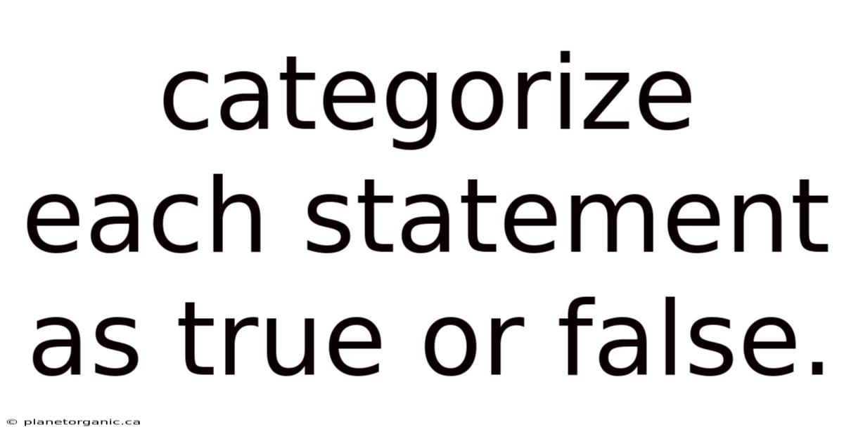 Categorize Each Statement As True Or False.