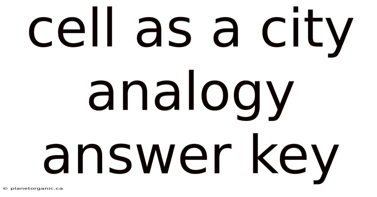 Cell As A City Analogy Answer Key