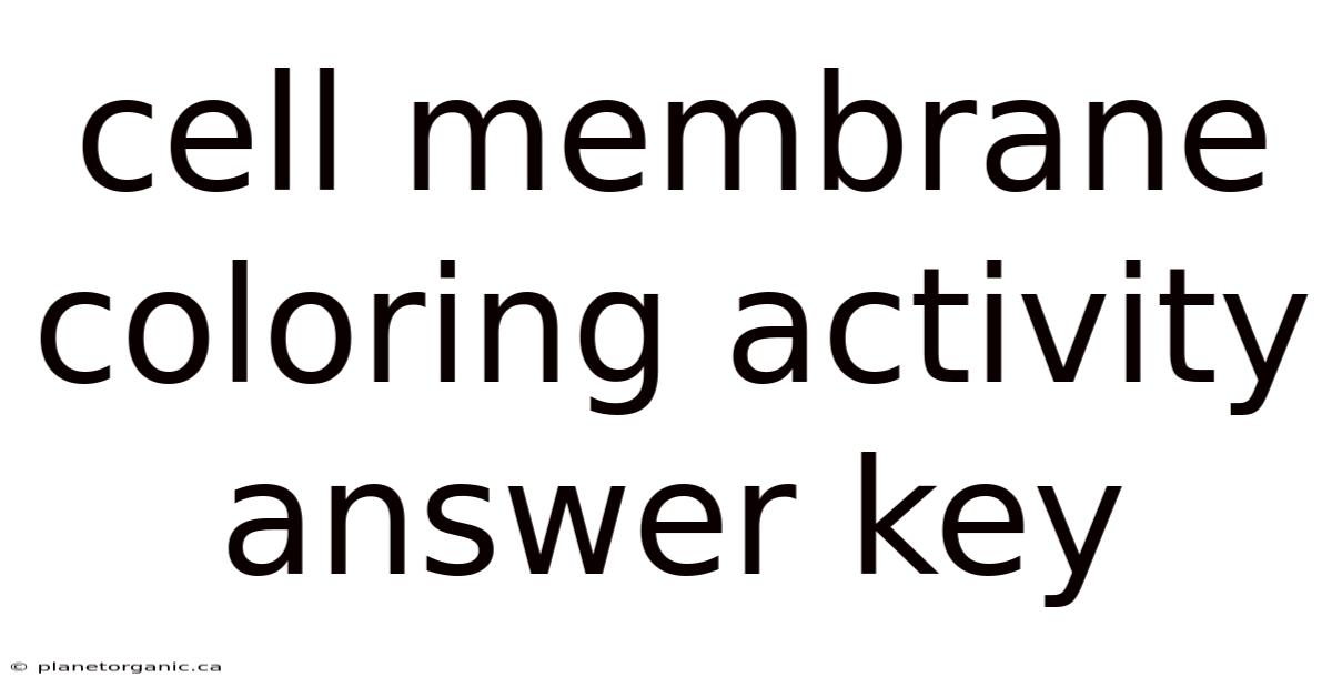Cell Membrane Coloring Activity Answer Key