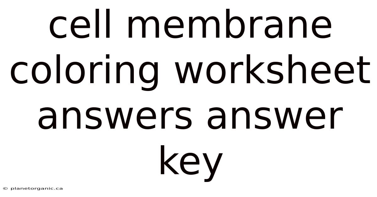 Cell Membrane Coloring Worksheet Answers Answer Key