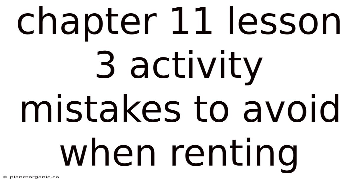 Chapter 11 Lesson 3 Activity Mistakes To Avoid When Renting