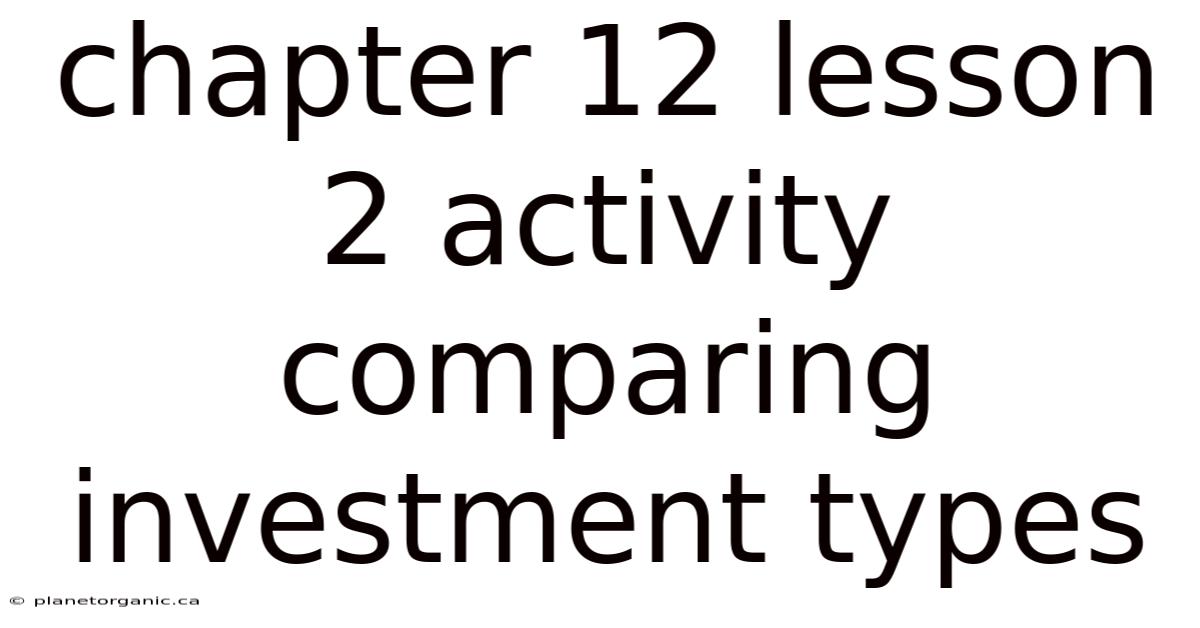 Chapter 12 Lesson 2 Activity Comparing Investment Types