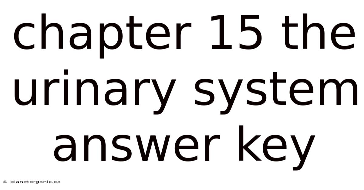 Chapter 15 The Urinary System Answer Key