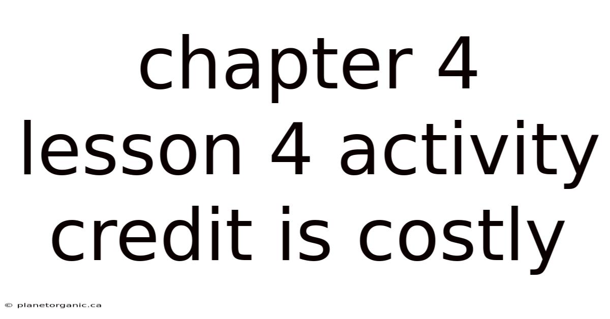 Chapter 4 Lesson 4 Activity Credit Is Costly
