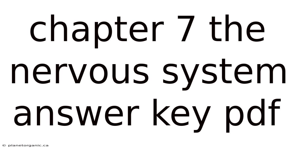 Chapter 7 The Nervous System Answer Key Pdf