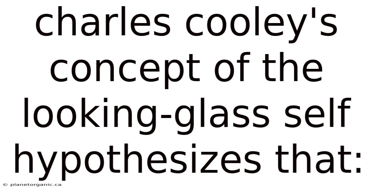 Charles Cooley's Concept Of The Looking-glass Self Hypothesizes That:
