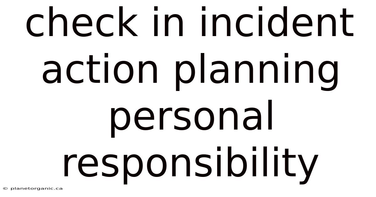 Check In Incident Action Planning Personal Responsibility