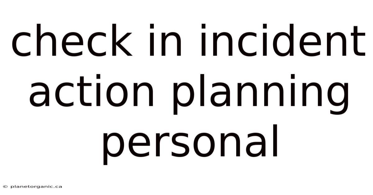 Check In Incident Action Planning Personal