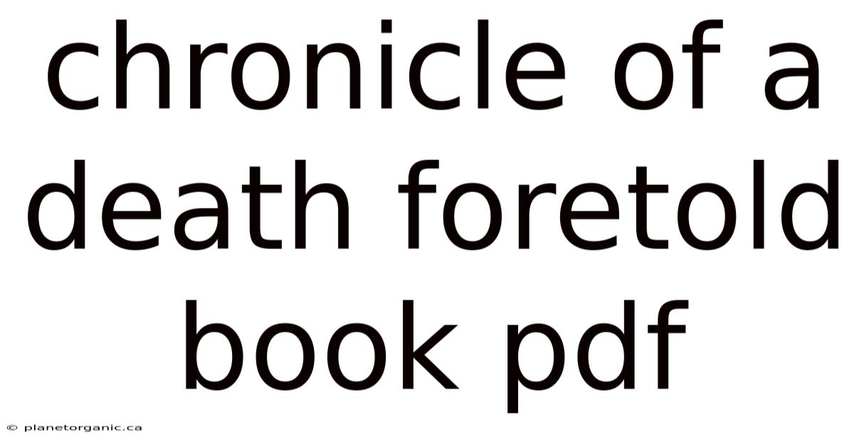 Chronicle Of A Death Foretold Book Pdf