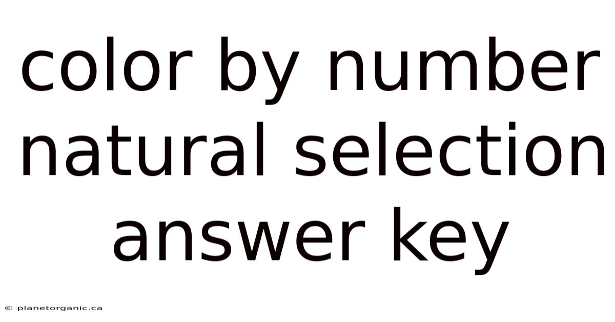 Color By Number Natural Selection Answer Key
