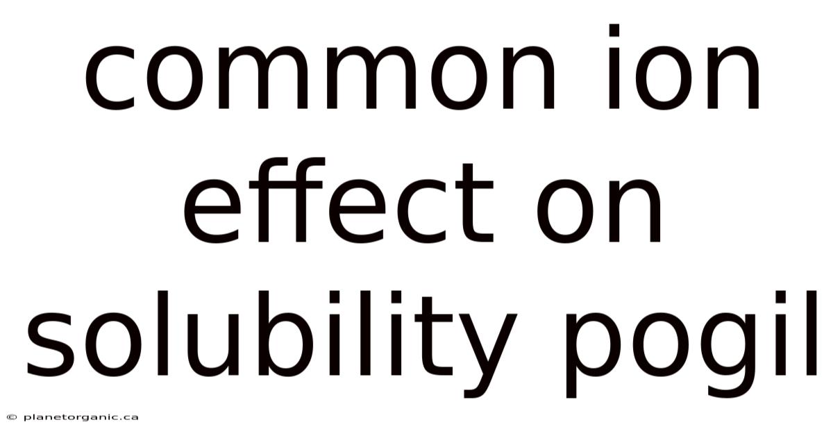 Common Ion Effect On Solubility Pogil