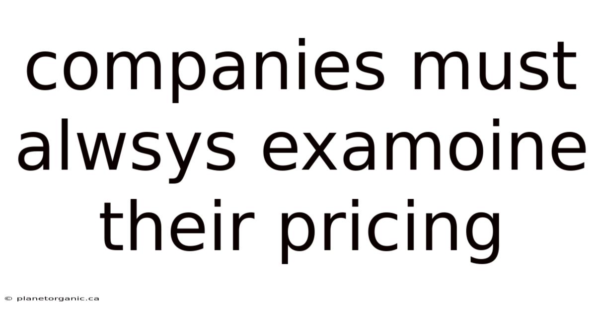Companies Must Alwsys Examoine Their Pricing