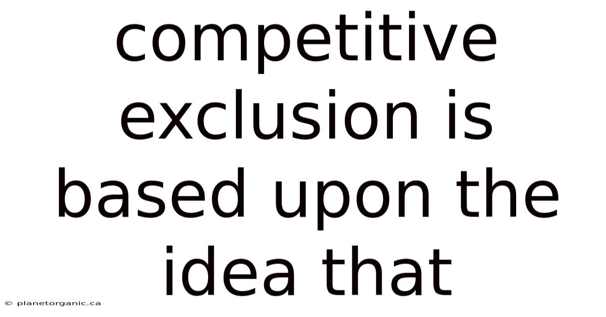 Competitive Exclusion Is Based Upon The Idea That
