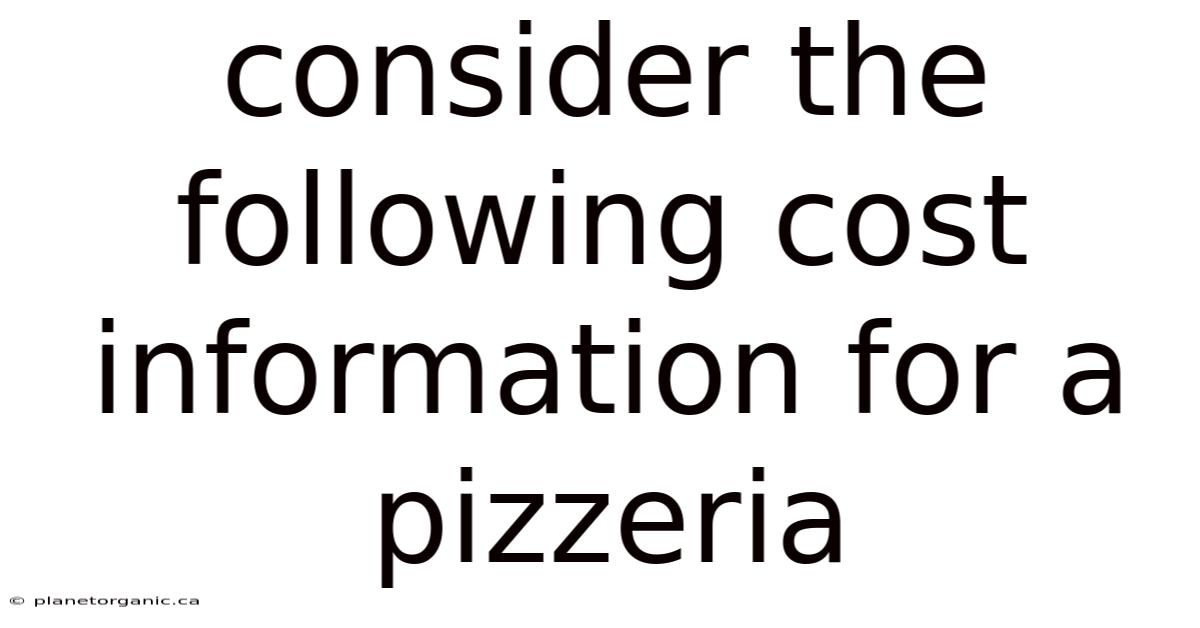 Consider The Following Cost Information For A Pizzeria
