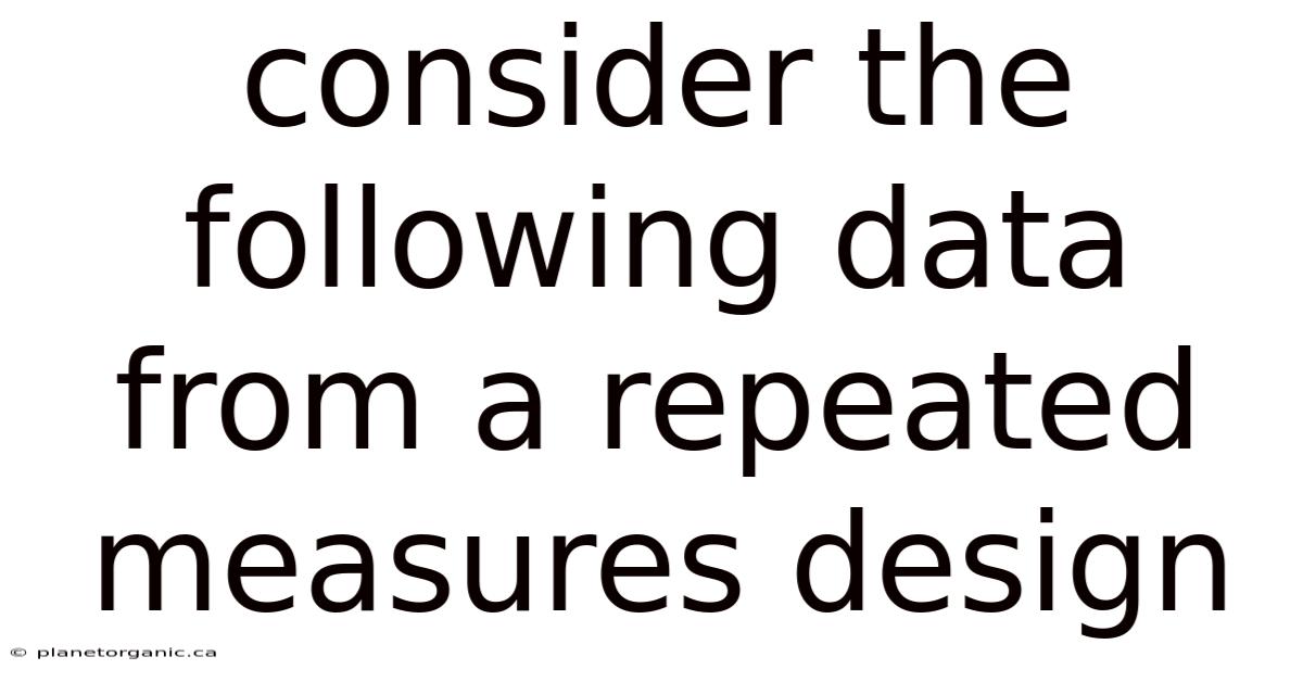 Consider The Following Data From A Repeated Measures Design