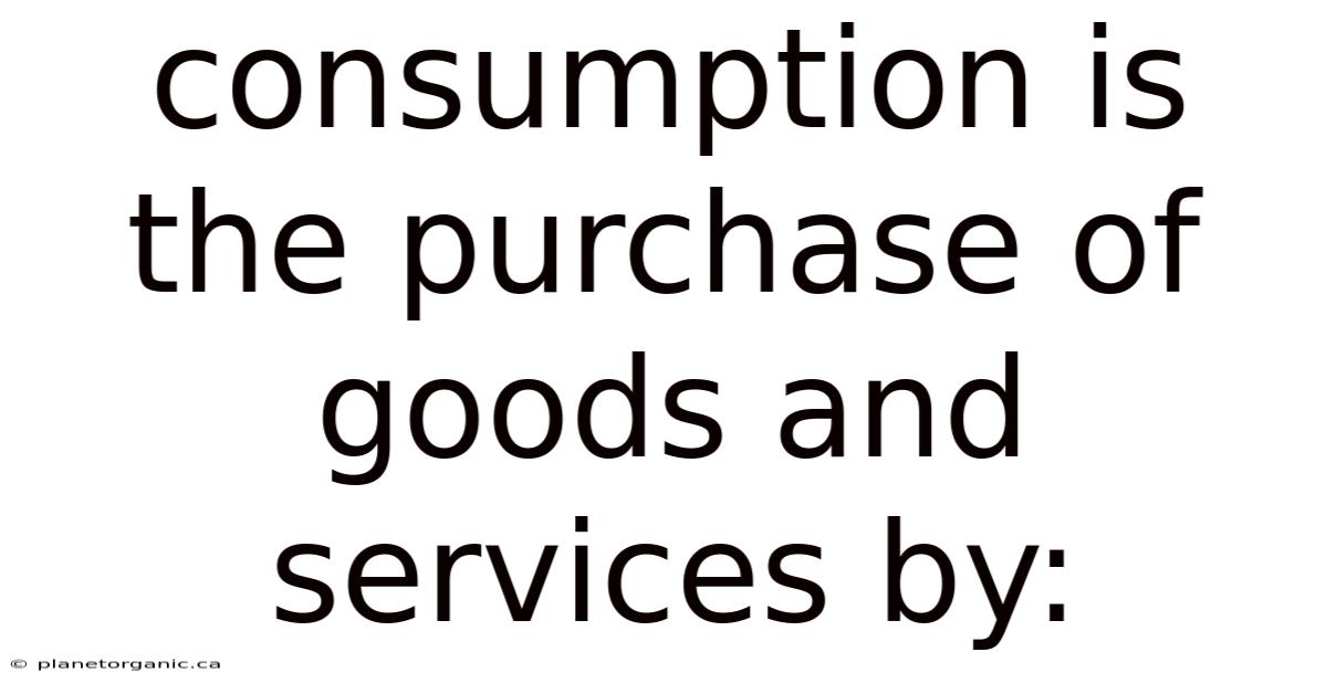 Consumption Is The Purchase Of Goods And Services By: