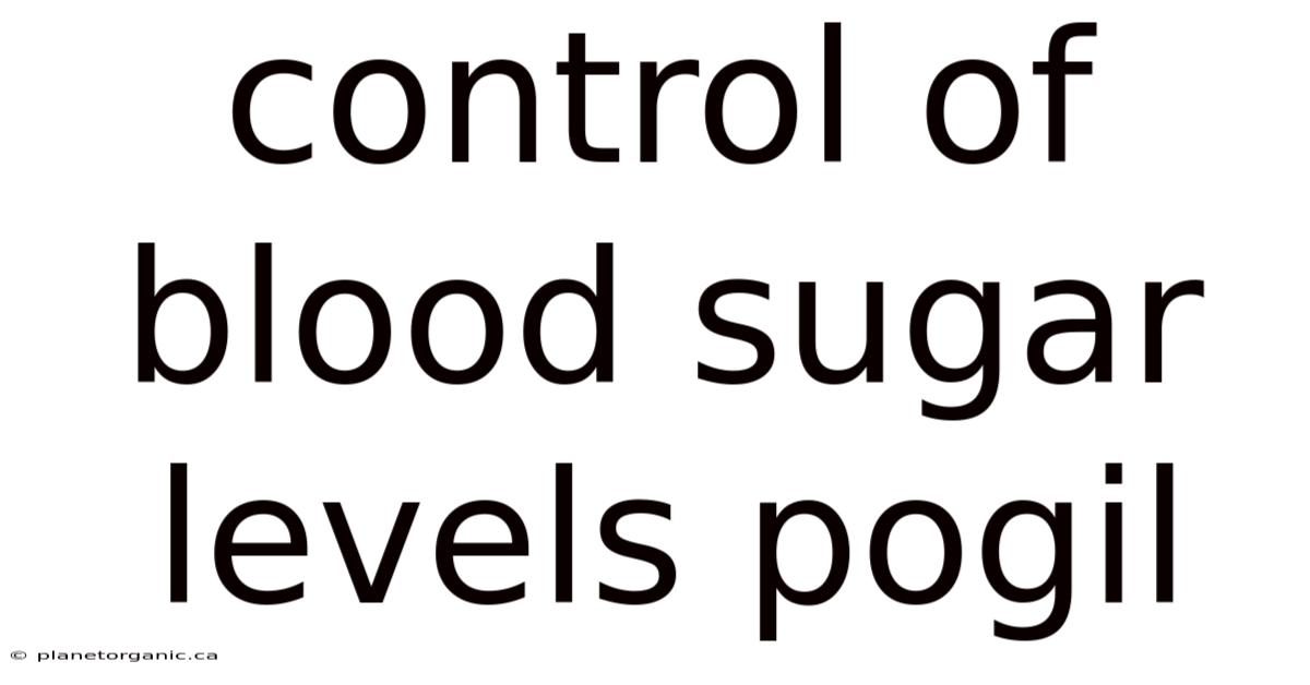 Control Of Blood Sugar Levels Pogil