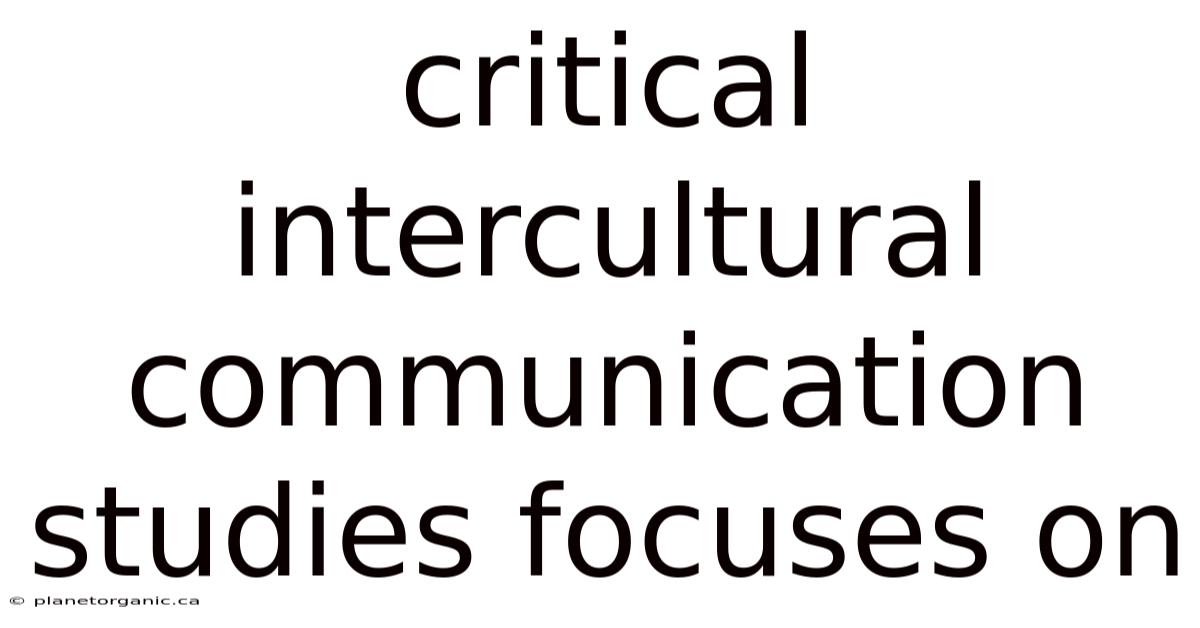 Critical Intercultural Communication Studies Focuses On