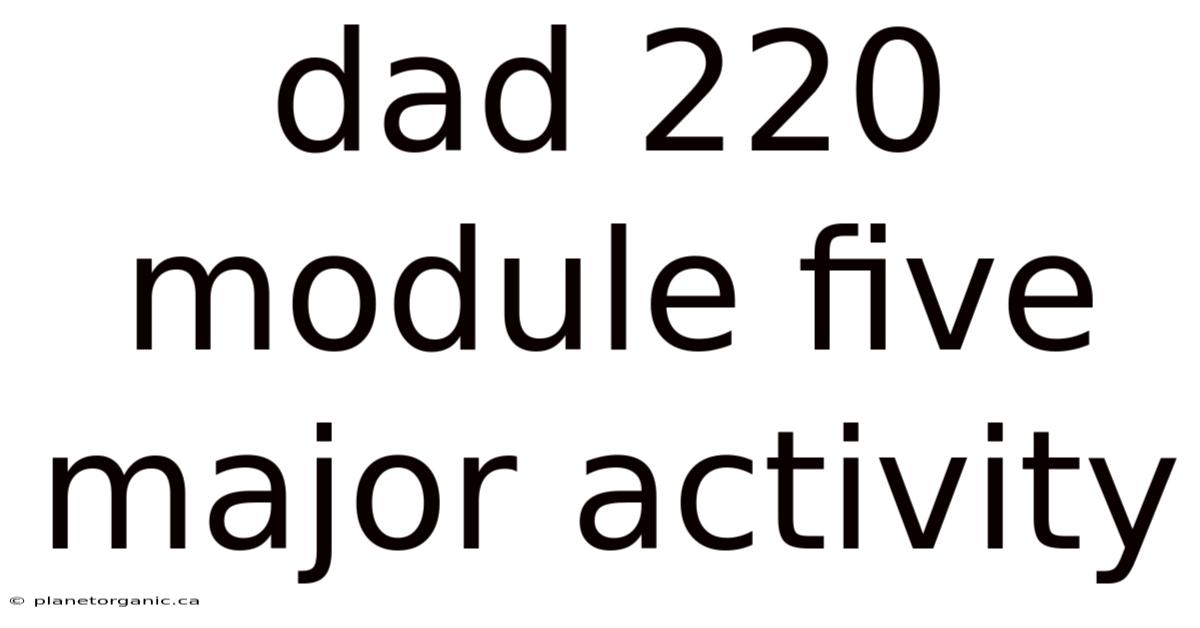 Dad 220 Module Five Major Activity