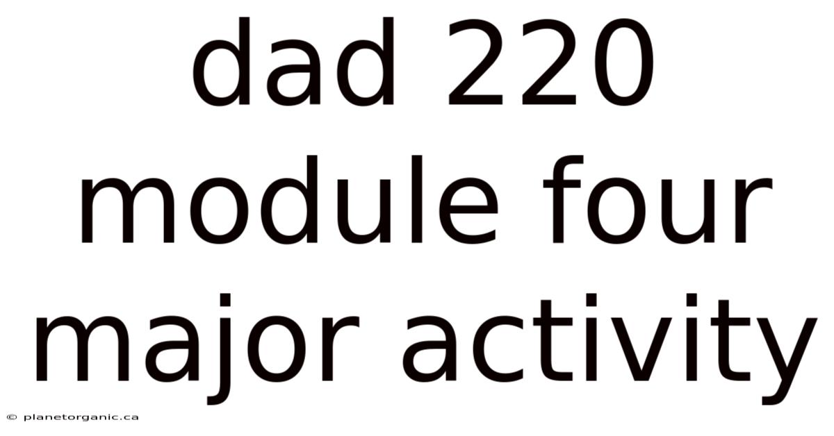 Dad 220 Module Four Major Activity