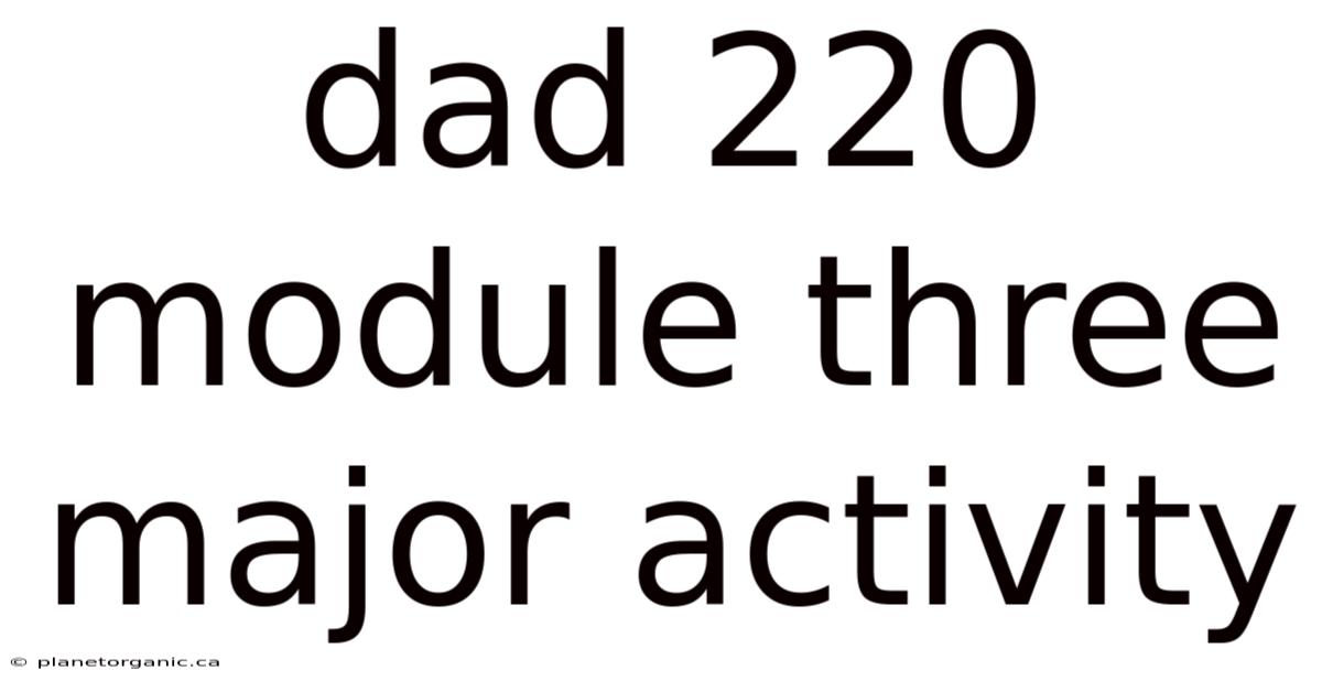 Dad 220 Module Three Major Activity