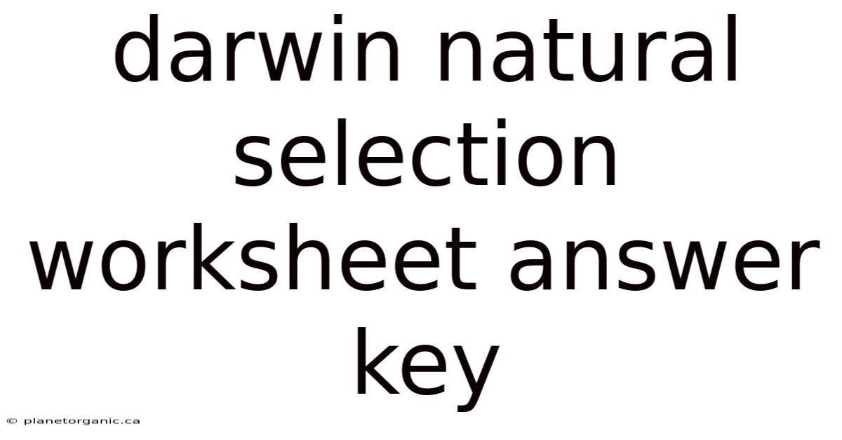 Darwin Natural Selection Worksheet Answer Key