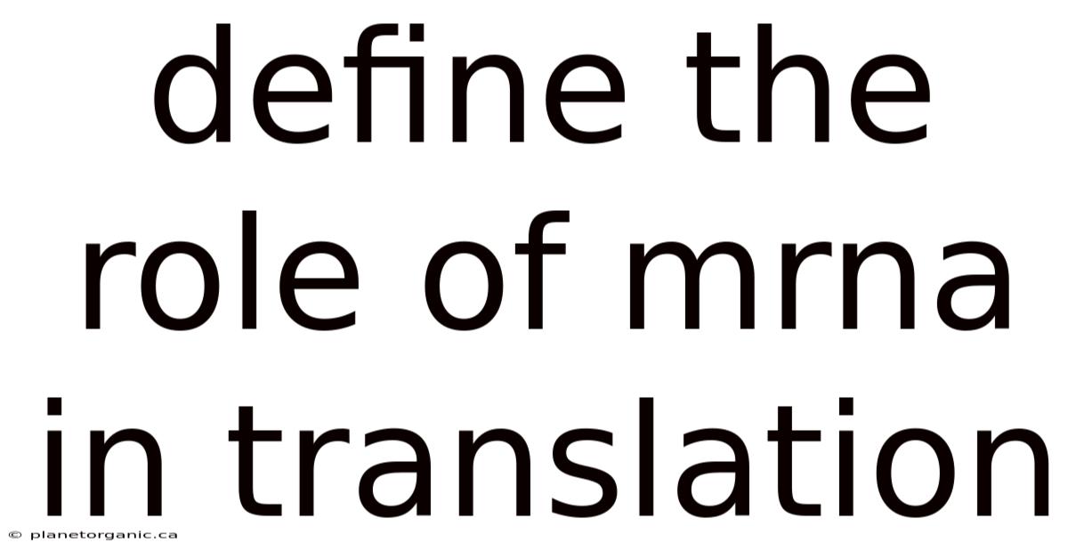 Define The Role Of Mrna In Translation