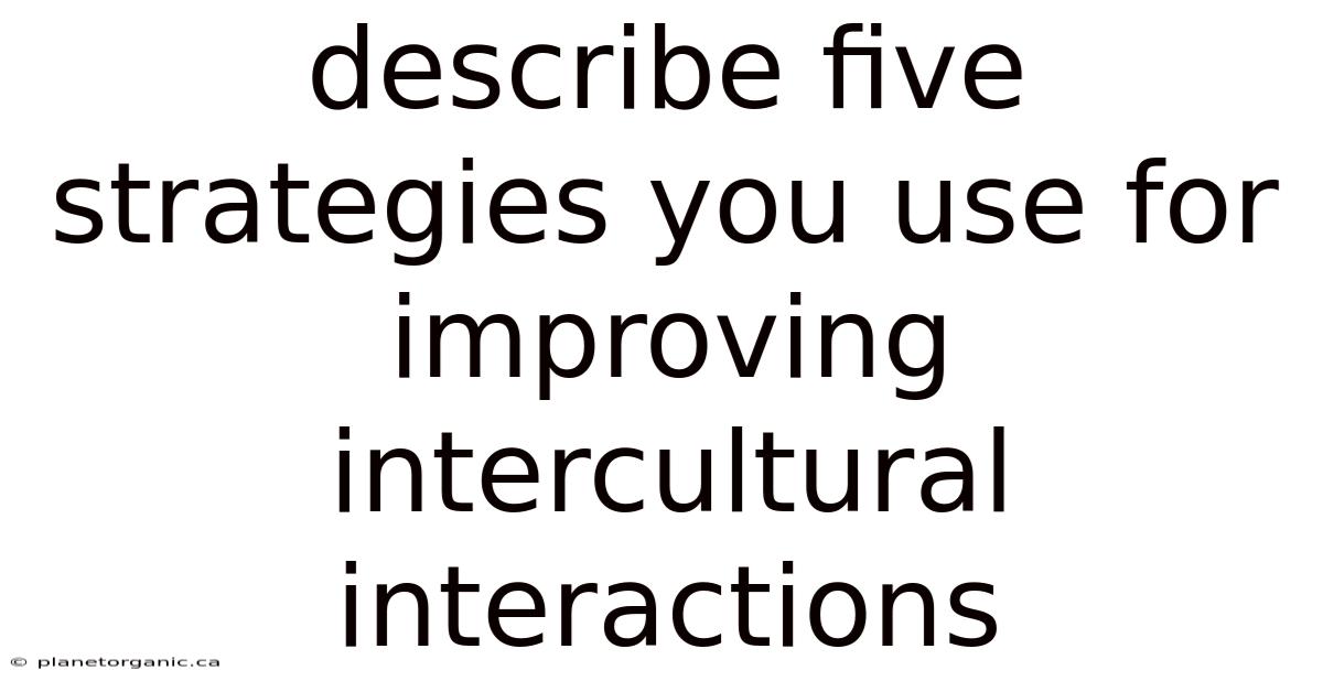 Describe Five Strategies You Use For Improving Intercultural Interactions