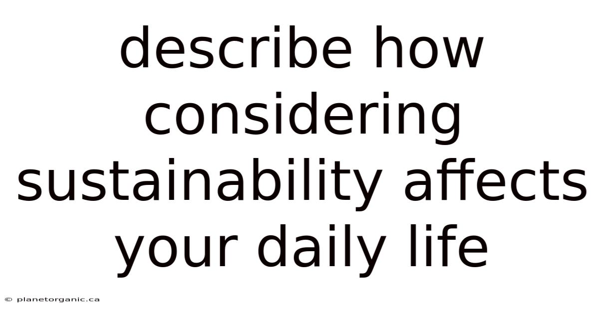 Describe How Considering Sustainability Affects Your Daily Life