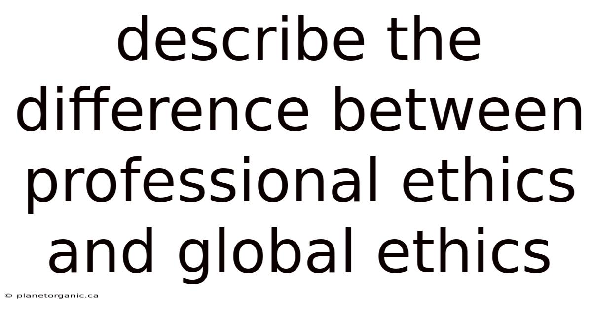 Describe The Difference Between Professional Ethics And Global Ethics