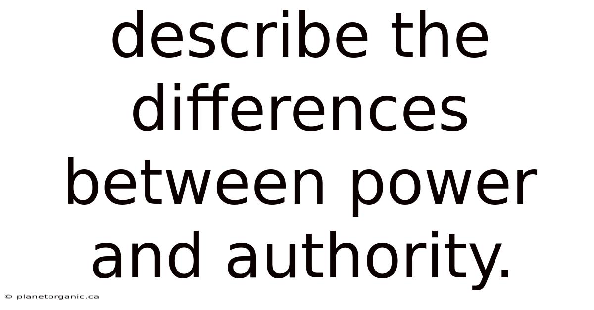 Describe The Differences Between Power And Authority.