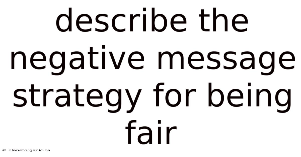 Describe The Negative Message Strategy For Being Fair