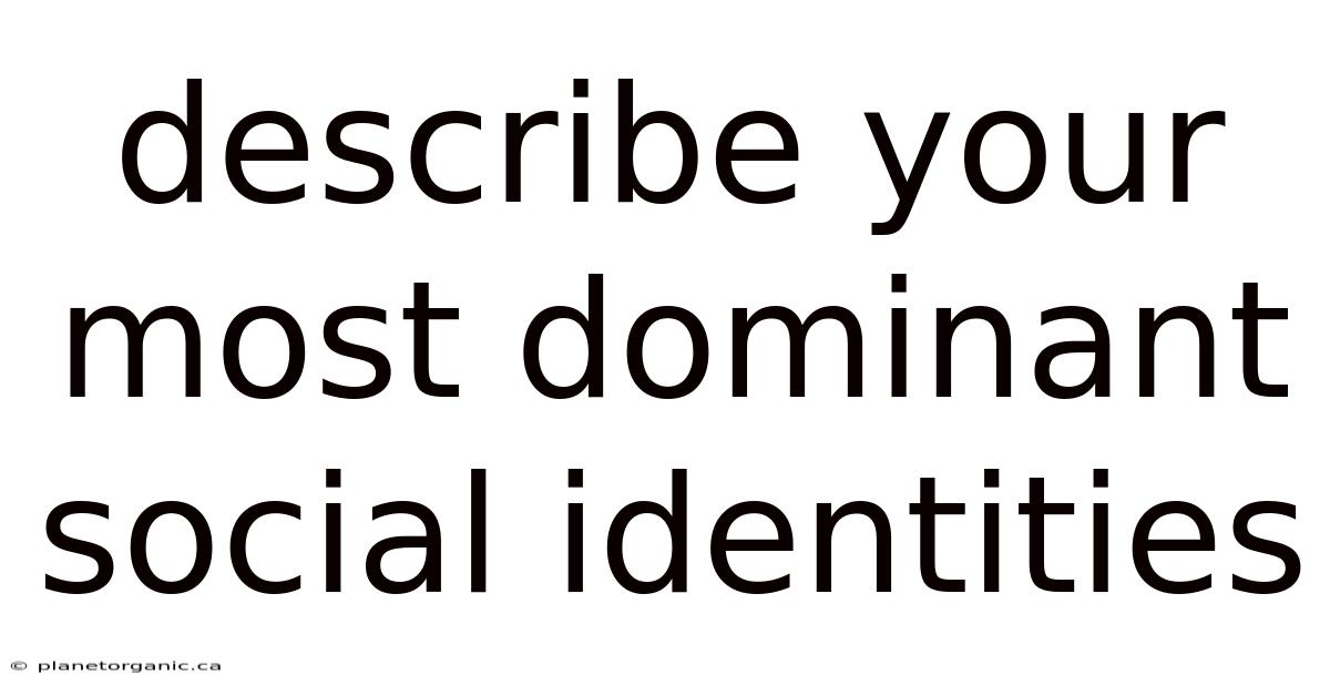 Describe Your Most Dominant Social Identities