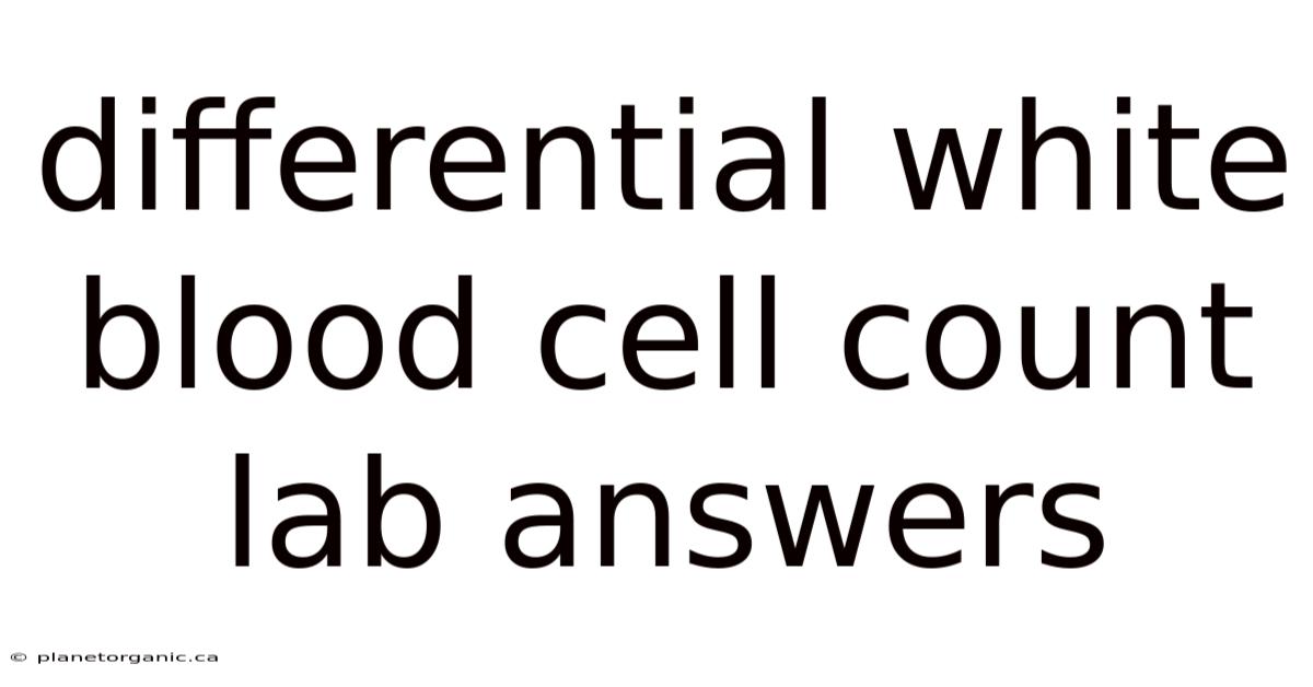 Differential White Blood Cell Count Lab Answers