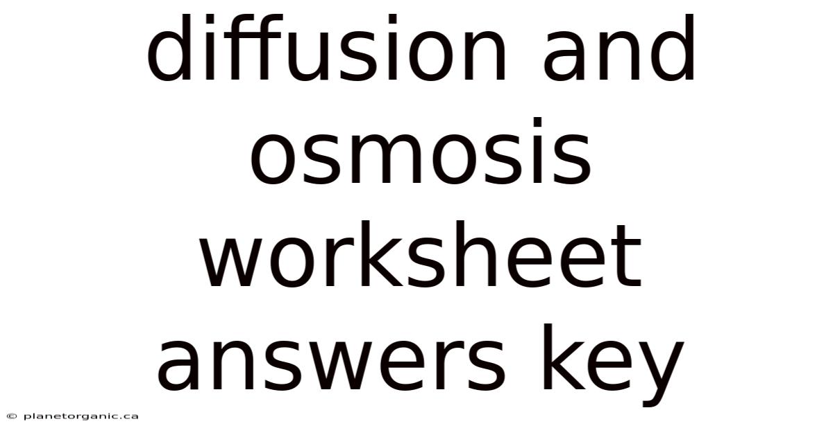 Diffusion And Osmosis Worksheet Answers Key