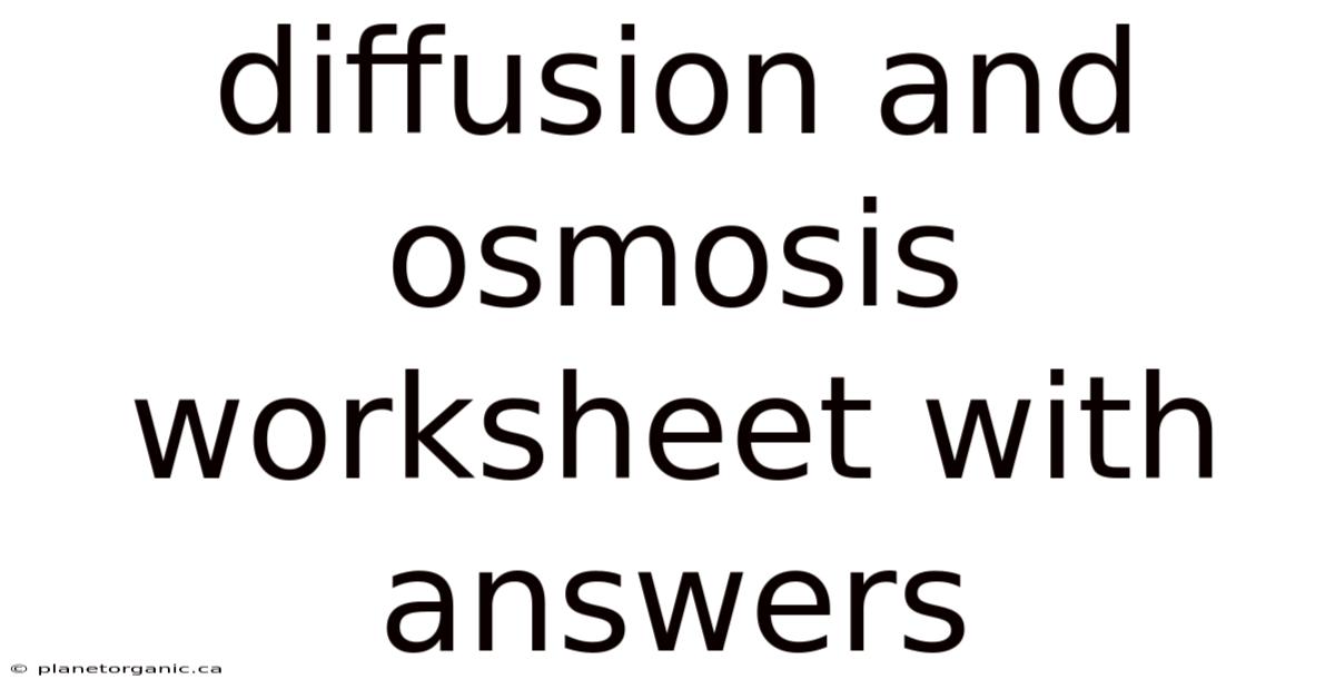 Diffusion And Osmosis Worksheet With Answers