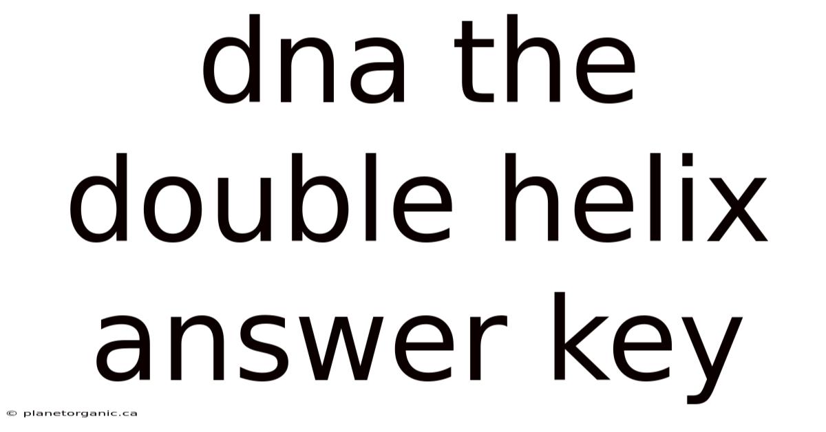 Dna The Double Helix Answer Key