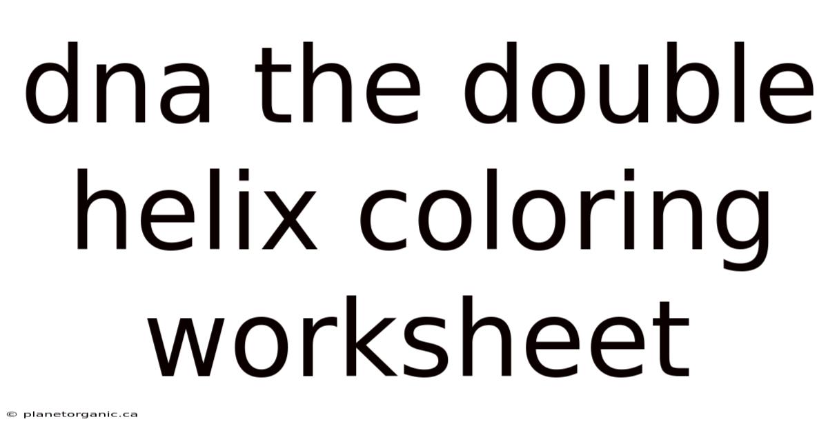Dna The Double Helix Coloring Worksheet