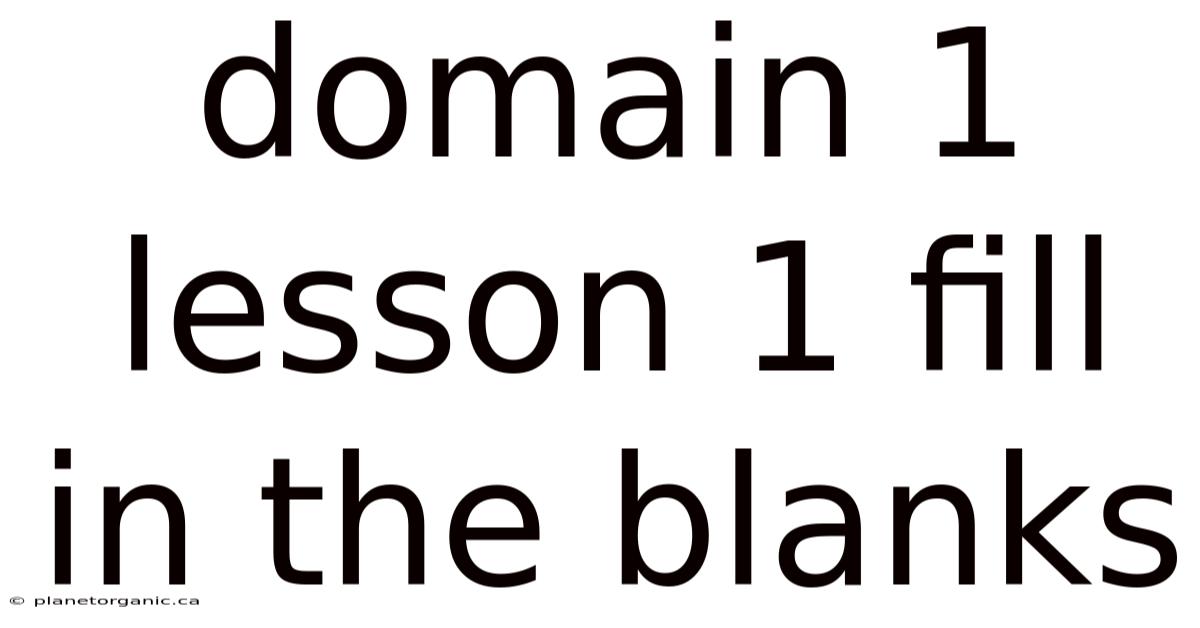 Domain 1 Lesson 1 Fill In The Blanks