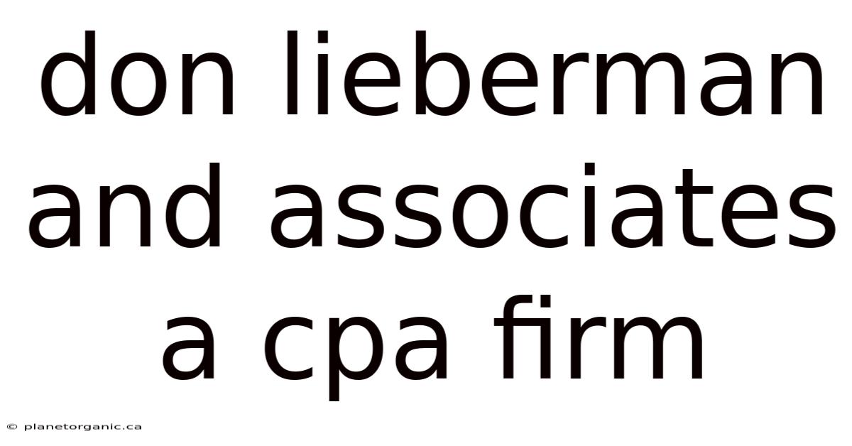 Don Lieberman And Associates A Cpa Firm