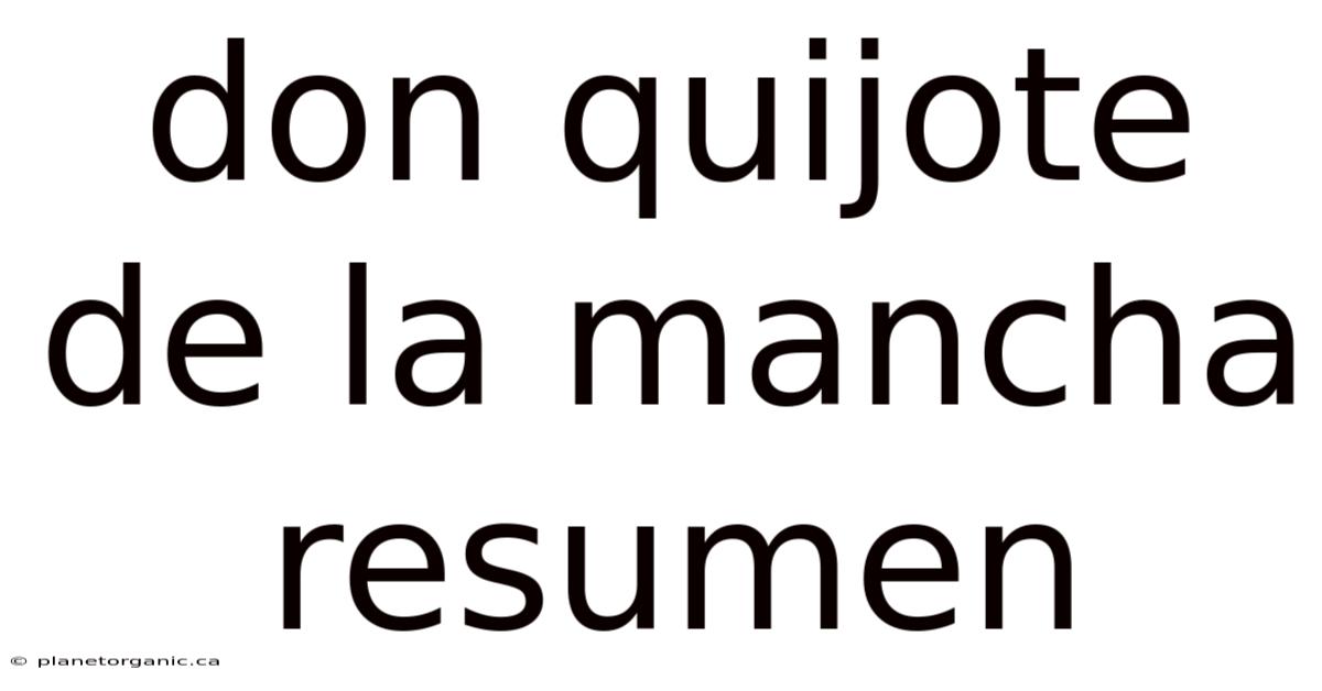 Don Quijote De La Mancha Resumen